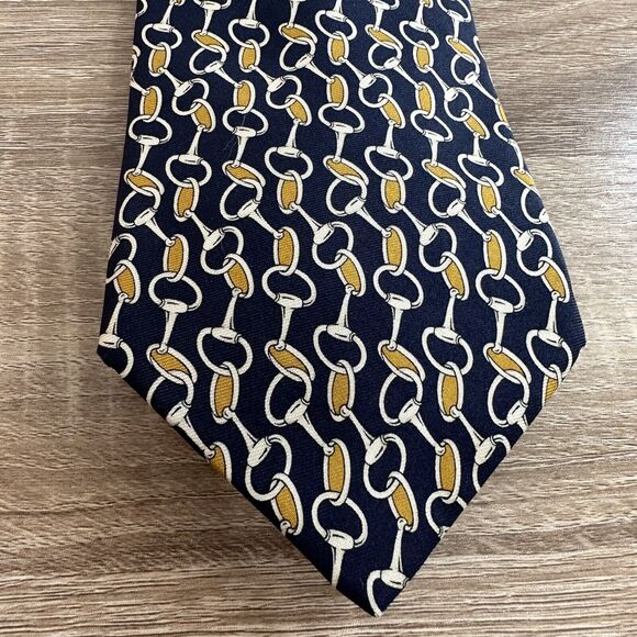 Brooks Brothers Makers Necktie 100% Silk USA Designer Equestrian Bit Bridle Mens - Picture 3 of 7